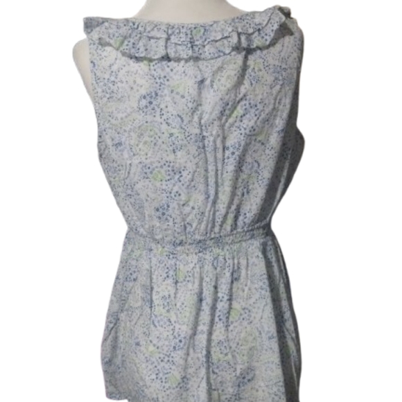 NWOT Romy Blue and White Floral Ruffle Blouse Gathered At Waste Size XL - Picture 6 of 10